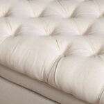 Juliana Tufted Rectangle Storage Ottoman Fabric - Beige - L 127cm x W 50cm x H 45cm