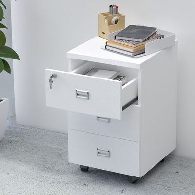 Stazion 3 Drawer Mobile Storage Unit White - Image 4
