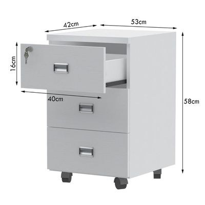 Stazion 3 Drawer Mobile Storage Unit White - Image 5