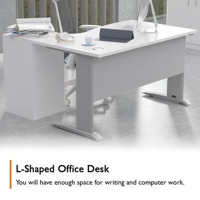 Stazion 1412 Modern Office Workstation White - Image 3