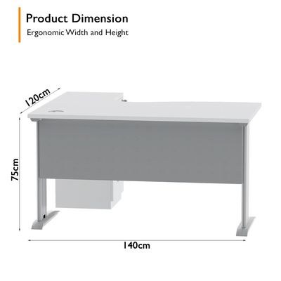Stazion 1412 Modern Office Workstation White - Image 4