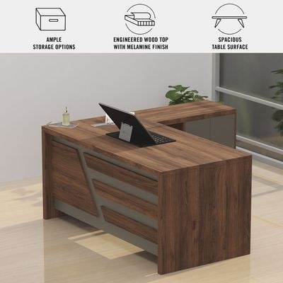 Noce 1825 160cm Modern Executive Desk Dark Walnut - Image 3