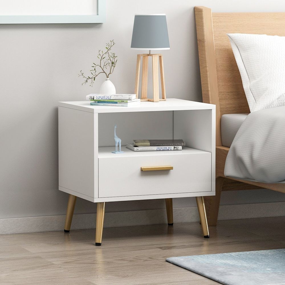 Shaula 1 Drawer Solid Wood Nightstand-White - Image 2