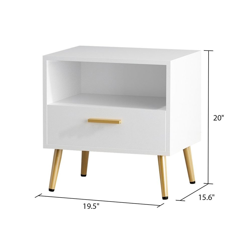 Shaula 1 Drawer Solid Wood Nightstand-White - Image 3