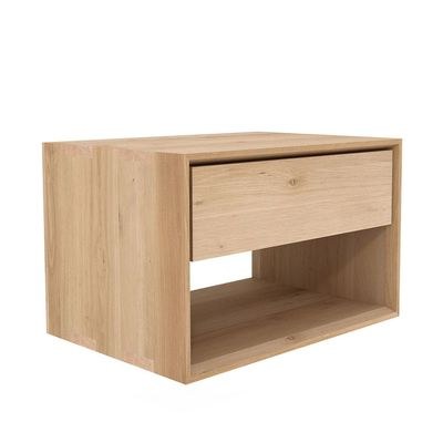 Oak Nordic Modern Nightstand - Minimalist Bedside Table with Drawer - Light Wood Finish - Compact Night Stand for Bedroom - Scandinavian Style Side Table - Sturdy Wooden Frame - Ideal for Storage & Décor - Image 3