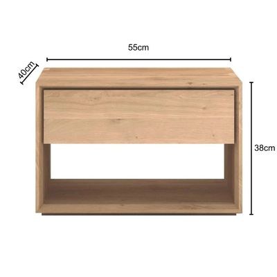 Oak Nordic Modern Nightstand - Minimalist Bedside Table with Drawer - Light Wood Finish - Compact Night Stand for Bedroom - Scandinavian Style Side Table - Sturdy Wooden Frame - Ideal for Storage & Décor - Image 5