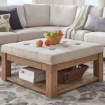 Lennon Square Storage Ottoman Coffee Table-Multifunctional Upholstered Ottoman with Hidden Storage-Modern Living Room Accent Furniture