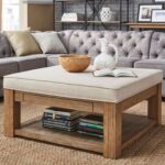 Lennon Square Storage Ottoman Coffee Table-Multifunctional Upholstered Ottoman with Hidden Storage-Modern Living Room Accent Furniture