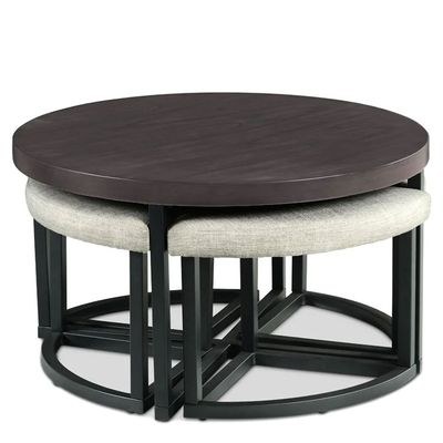 Carloz Cross Legs Coffee Table with Stools-Black - Image 2