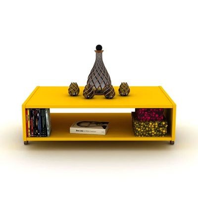 Jaeleah Cross Legs Coffee Table with Storage-Yellow