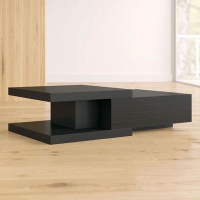 Aleph Block Coffee Table with Storage-Black - Image 3