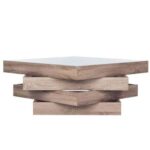 Geometric Wood Coffee Table-Modern Wooden Center Table with Unique Base Design-Contemporary Living Room Accent Table