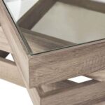 Geometric Wood Coffee Table-Modern Wooden Center Table with Unique Base Design-Contemporary Living Room Accent Table