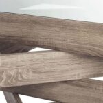 Geometric Wood Coffee Table-Modern Wooden Center Table with Unique Base Design-Contemporary Living Room Accent Table