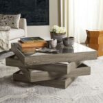 Geometric Wooden Coffee Table-Oak Grey Finish - Modern Center Table for Living Room - Unique Contemporary Design - Durable Engineered Wood - Compact & Stylish Table for Homes & Apartments - Easy to Assemble