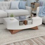 2-Drawer Contemporary Coffee Table - Sleek White Center Table for Living Room - Modern Minimalist Design - Durable Wooden Construction - Space-Saving Table with Hidden Storage - Ideal for Homes & Apartments