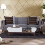 Browson Mid-Century Modern Glass Insert Coffee Table White
