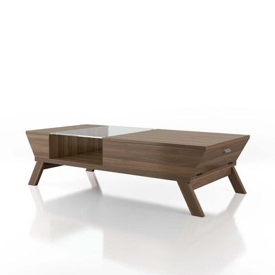 Browson Mid-Century Modern Glass Insert Coffee Table Brown - Image 3