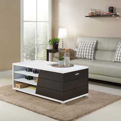 Sorenson Contemporary Two-Tone Coffee Table-White & Expresso - Image 4