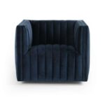 Augustine Channel Tufted Chair-Navy Blue-Modern Accent Chair with Vertical Stitching-Upholstered Lounge Chair for Living Room or Bedroom-Comfortable & Stylish Seating-Soft Fabric Comfort