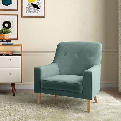 Hagen Velvet Lounge Chair-Linen Green-Elegant Upholstered Accent Chair-Soft Velvet Fabric-Comfortable Seating for Living Room & Lounge-Stylish Modern Design