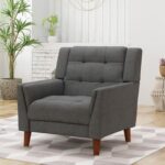 Greenmont Wide Tufted Armchair-Dark Grey