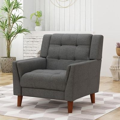 Greenmont Wide Tufted Armchair-Dark Grey