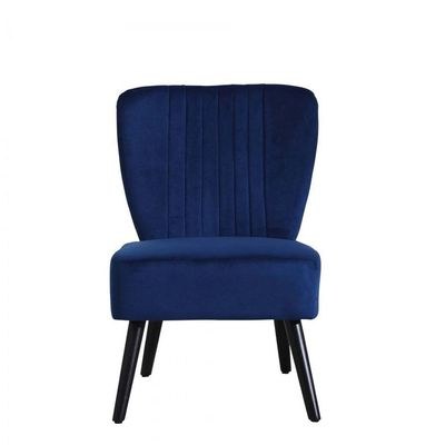 Neo Shell Velvet Accent Chair-Navy Blue-Modern Shell-Shaped Lounge Chair-Luxurious Velvet Upholstery-Comfortable & Stylish Seating-Contemporary Accent Chair for Living Room, Bedroom, or Office-Sturdy Legs-Elegant Design for Home Décor - Image 3