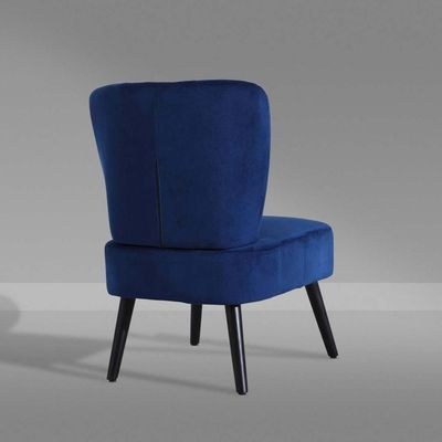 Neo Shell Velvet Accent Chair-Navy Blue-Modern Shell-Shaped Lounge Chair-Luxurious Velvet Upholstery-Comfortable & Stylish Seating-Contemporary Accent Chair for Living Room, Bedroom, or Office-Sturdy Legs-Elegant Design for Home Décor - Image 4