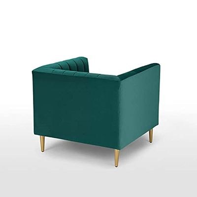 Box Tufted Channel Armchair-Green-Modern Upholstered Accent Chair with Box Tufting-Stylish Channel Stitch Design-Comfortable Armchair for Living Room or Bedroom-Soft Fabric Finish-Sturdy Frame Construction-Contemporary Lounge Seating for Home or Office - Image 3