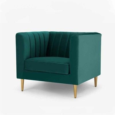 Box Tufted Channel Armchair-Green-Modern Upholstered Accent Chair with Box Tufting-Stylish Channel Stitch Design-Comfortable Armchair for Living Room or Bedroom-Soft Fabric Finish-Sturdy Frame Construction-Contemporary Lounge Seating for Home or Office - Image 4
