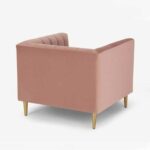 Box Tufted Channel Armchair-Pink-Modern Upholstered Accent Chair with Box Tufting-Stylish Channel Stitch Design-Comfortable Armchair for Living Room or Bedroom-Soft Fabric Finish-Sturdy Frame Construction-Contemporary Lounge Seating for Home or Office