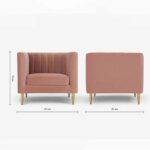 Box Tufted Channel Armchair-Pink-Modern Upholstered Accent Chair with Box Tufting-Stylish Channel Stitch Design-Comfortable Armchair for Living Room or Bedroom-Soft Fabric Finish-Sturdy Frame Construction-Contemporary Lounge Seating for Home or Office