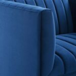 Box Tufted Channel Armchair-Blue-Modern Upholstered Accent Chair with Box Tufting-Stylish Channel Stitch Design-Comfortable Armchair for Living Room or Bedroom-Soft Fabric Finish-Sturdy Frame Construction-Contemporary Lounge Seating for Home or Office