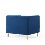 Box Tufted Channel Armchair-Blue-Modern Upholstered Accent Chair with Box Tufting-Stylish Channel Stitch Design-Comfortable Armchair for Living Room or Bedroom-Soft Fabric Finish-Sturdy Frame Construction-Contemporary Lounge Seating for Home or Office