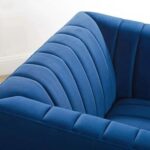 Box Tufted Channel Armchair-Blue-Modern Upholstered Accent Chair with Box Tufting-Stylish Channel Stitch Design-Comfortable Armchair for Living Room or Bedroom-Soft Fabric Finish-Sturdy Frame Construction-Contemporary Lounge Seating for Home or Office