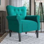 Andrew Button Tufted Arm Chair-Teal-Classic Upholstered Accent Chair with Button Tufting-Comfortable Lounge Chair with Armrests-Elegant Design for Living Room, Bedroom, or Office-Soft Fabric Finish-Sturdy Wooden Frame