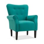 Andrew Button Tufted Arm Chair-Teal-Classic Upholstered Accent Chair with Button Tufting-Comfortable Lounge Chair with Armrests-Elegant Design for Living Room, Bedroom, or Office-Soft Fabric Finish-Sturdy Wooden Frame