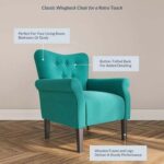 Andrew Button Tufted Arm Chair-Teal-Classic Upholstered Accent Chair with Button Tufting-Comfortable Lounge Chair with Armrests-Elegant Design for Living Room, Bedroom, or Office-Soft Fabric Finish-Sturdy Wooden Frame
