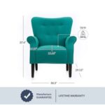 Andrew Button Tufted Arm Chair-Teal-Classic Upholstered Accent Chair with Button Tufting-Comfortable Lounge Chair with Armrests-Elegant Design for Living Room, Bedroom, or Office-Soft Fabric Finish-Sturdy Wooden Frame