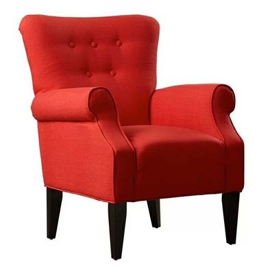 Andrew Button Tufted Arm-Red-Classic Upholstered Accent Chair with Button Tufting-Comfortable Lounge Chair with Armrests-Elegant Design for Living Room, Bedroom, or Office-Soft Fabric Finish-Sturdy Wooden Frame - Image 3