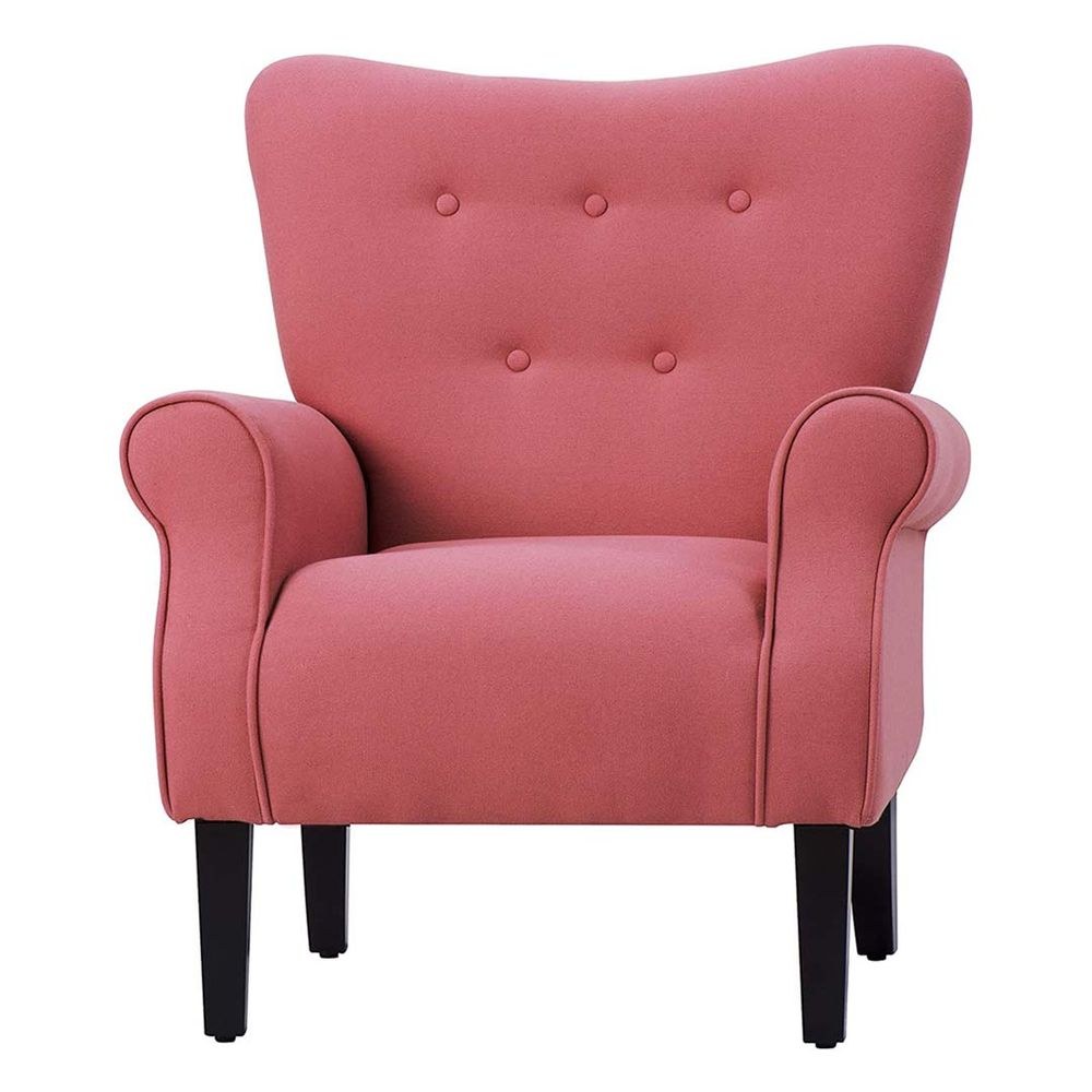 Andrew Button Tufted Arm-Rose-Classic Upholstered Accent Chair with Button Tufting-Comfortable Lounge Chair with Armrests-Elegant Design for Living Room, Bedroom, or Office-Soft Fabric Finish-Sturdy Wooden Frame - Image 3