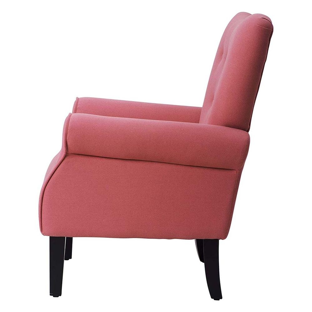 Andrew Button Tufted Arm-Rose-Classic Upholstered Accent Chair with Button Tufting-Comfortable Lounge Chair with Armrests-Elegant Design for Living Room, Bedroom, or Office-Soft Fabric Finish-Sturdy Wooden Frame - Image 4