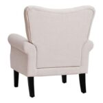 Andrew Button Tufted Arm-Ivory-Classic Upholstered Accent Chair with Button Tufting-Comfortable Lounge Chair with Armrests-Elegant Design for Living Room, Bedroom, or Office-Soft Fabric Finish-Sturdy Wooden Frame