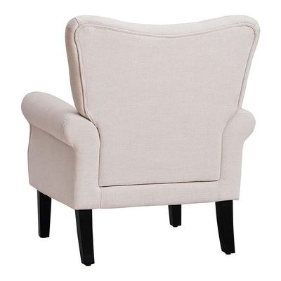 Andrew Button Tufted Arm-Ivory-Classic Upholstered Accent Chair with Button Tufting-Comfortable Lounge Chair with Armrests-Elegant Design for Living Room, Bedroom, or Office-Soft Fabric Finish-Sturdy Wooden Frame - Image 4