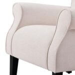 Andrew Button Tufted Arm-Ivory-Classic Upholstered Accent Chair with Button Tufting-Comfortable Lounge Chair with Armrests-Elegant Design for Living Room, Bedroom, or Office-Soft Fabric Finish-Sturdy Wooden Frame