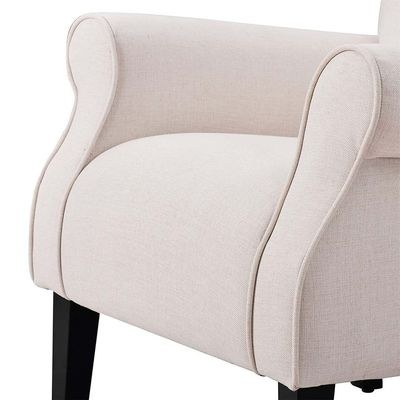 Andrew Button Tufted Arm-Ivory-Classic Upholstered Accent Chair with Button Tufting-Comfortable Lounge Chair with Armrests-Elegant Design for Living Room, Bedroom, or Office-Soft Fabric Finish-Sturdy Wooden Frame - Image 5