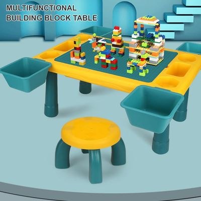 Little Story Blocks 4 In 1 Activity Table Wt Stool - Green - Image 2