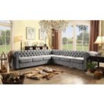 Rosevera Quitaque Tufted Sectional Sofa-Grey