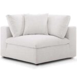 Modway Commix Down-Filled Overstuffed 5-Piece Sectional Sofa Set with Ottoman-Ivory-Luxuriously Plush Upholstered Modular Sofa-Extra Comfortable Down-Filled Cushions-Spacious Sectional with Matching Ottoman-Modern Design for Living Room or Lounge